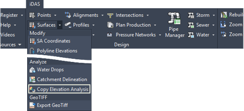 Copy Elevation Analysis Command
