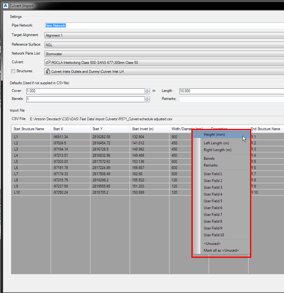 idas-import-culverts-command screenshot