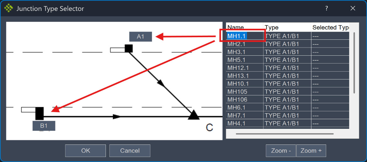 idas-junction-types-command screenshot