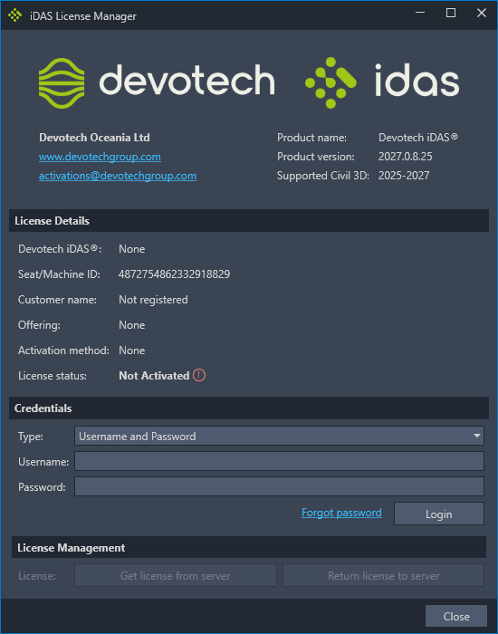 idas-licensing-register-standalone-and-cloud-network-license screenshot
