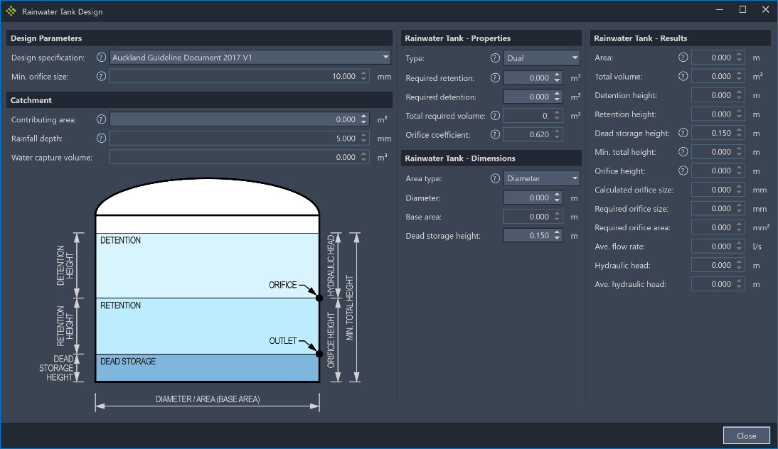 idas-rainwater-tank-design-command screenshot