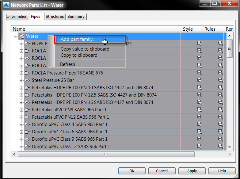 pipe-network-training-working-with-catalogs-and-part-lists screenshot